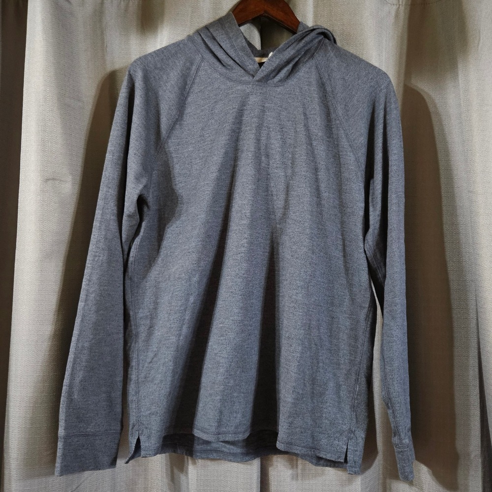 Vince Mens Heather Blue Cotton Blend Raglan Long Sleeve Pullover Hoodie Size M